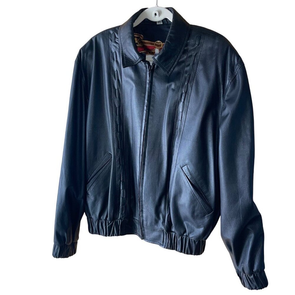 D Fine Las Vegas Vintage Mens Jacket Size 42 Black Buttery Leather Spain